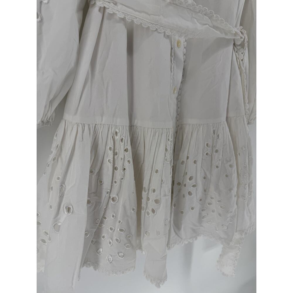 Avec Les Filles Women's White Eyelet Cotton Lined Shirt Dress Size 8 - Picture 4 of 12